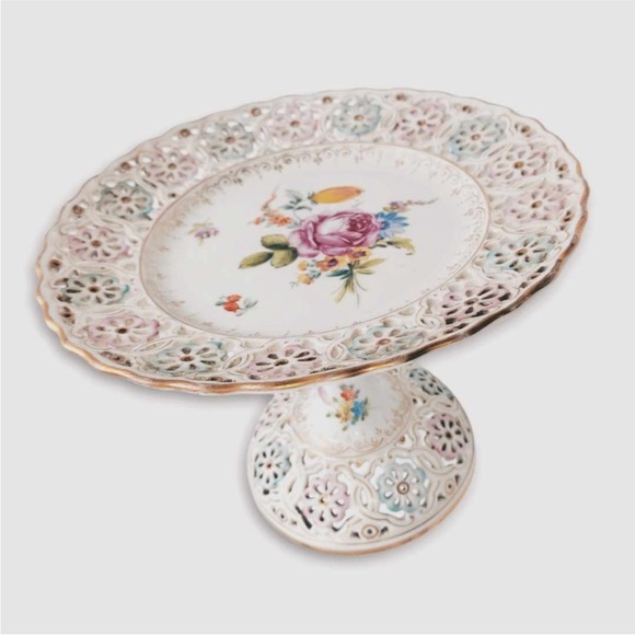 Germany Antique Dresden Centerpiece Compote Bowl4.75